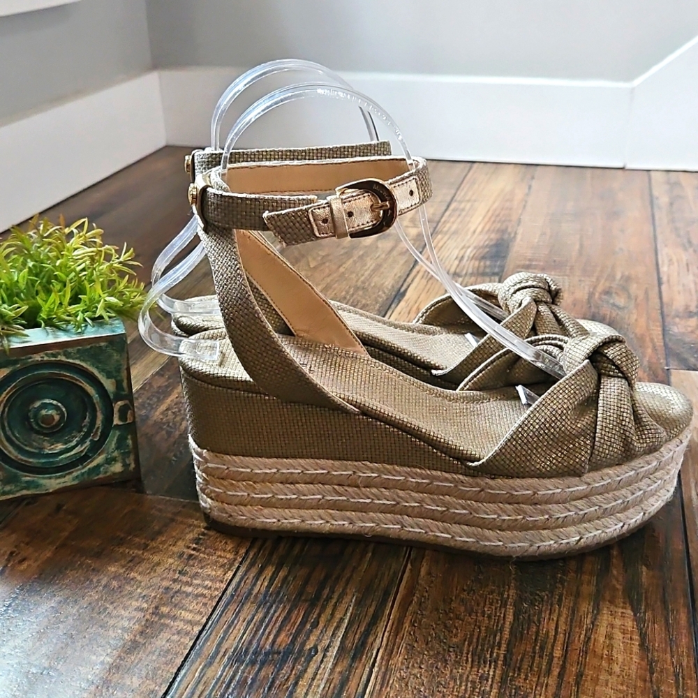 Michael Kors Gold Platform Espadrille Sandals